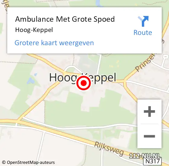 Locatie op kaart van de 112 melding: Ambulance Met Grote Spoed Naar Hoog-Keppel op 19 oktober 2022 16:55