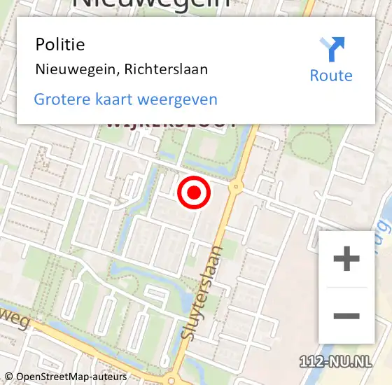 Locatie op kaart van de 112 melding: Politie Nieuwegein, Richterslaan op 19 oktober 2022 17:11