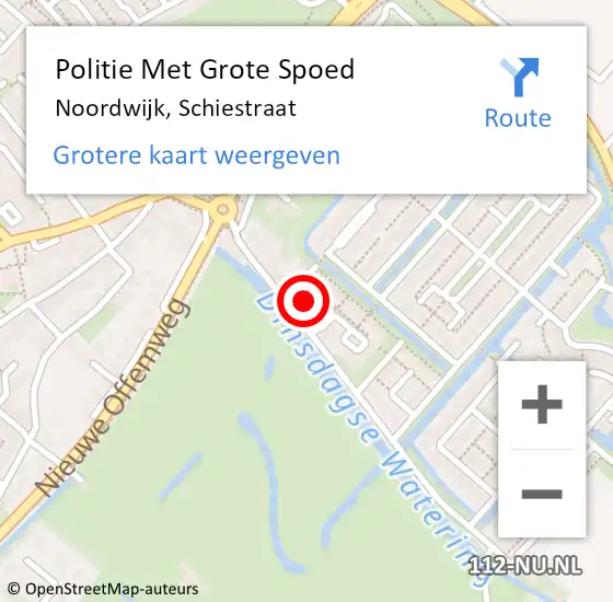 Locatie op kaart van de 112 melding: Politie Met Grote Spoed Naar Noordwijk, Schiestraat op 19 oktober 2022 17:17