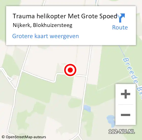 Locatie op kaart van de 112 melding: Trauma helikopter Met Grote Spoed Naar Nijkerk, Blokhuizersteeg op 19 oktober 2022 17:30