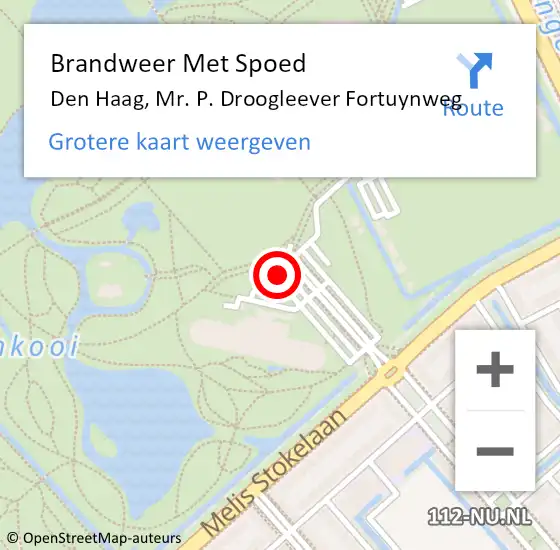 Locatie op kaart van de 112 melding: Brandweer Met Spoed Naar Den Haag, Mr. P. Droogleever Fortuynweg op 19 oktober 2022 17:33