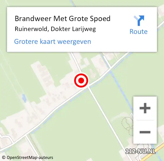 Locatie op kaart van de 112 melding: Brandweer Met Grote Spoed Naar Ruinerwold, Dokter Larijweg op 19 oktober 2022 17:34