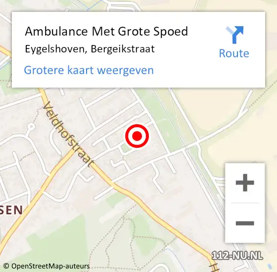 Locatie op kaart van de 112 melding: Ambulance Met Grote Spoed Naar Eygelshoven, Bergeikstraat op 2 augustus 2014 02:27