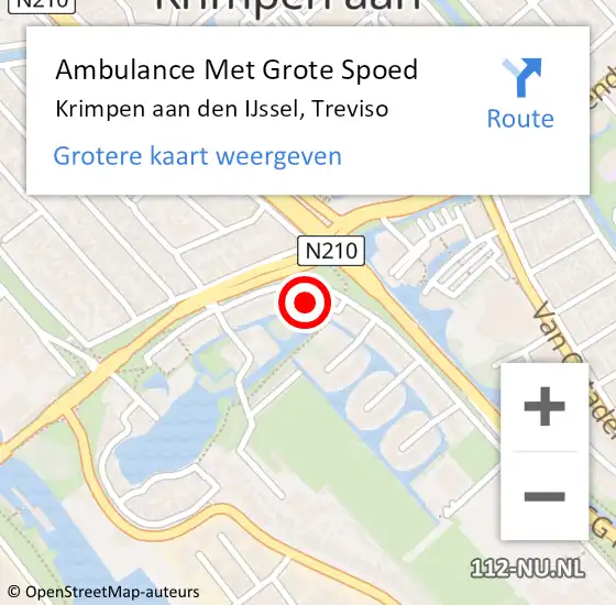 Locatie op kaart van de 112 melding: Ambulance Met Grote Spoed Naar Krimpen aan den IJssel, Treviso op 19 oktober 2022 18:03
