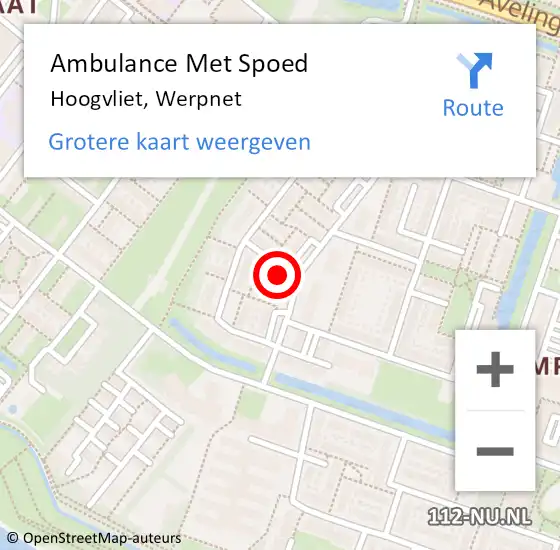 Locatie op kaart van de 112 melding: Ambulance Met Spoed Naar Hoogvliet, Werpnet op 19 oktober 2022 18:06