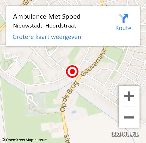 Locatie op kaart van de 112 melding: Ambulance Met Spoed Naar Nieuwstadt, Hoordstraat op 2 augustus 2014 02:30