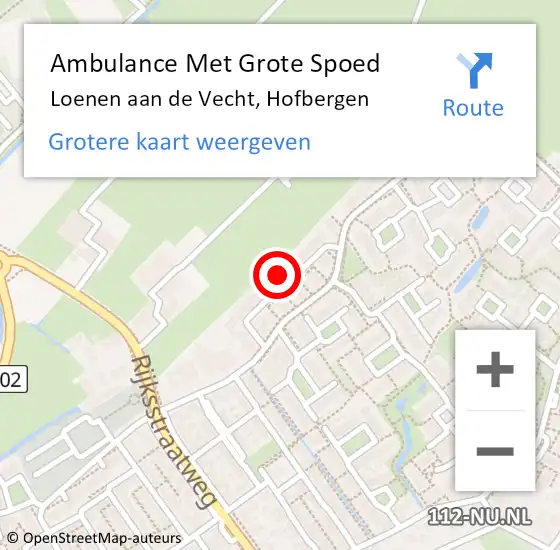 Locatie op kaart van de 112 melding: Ambulance Met Grote Spoed Naar Loenen aan de Vecht, Hofbergen op 19 oktober 2022 18:25