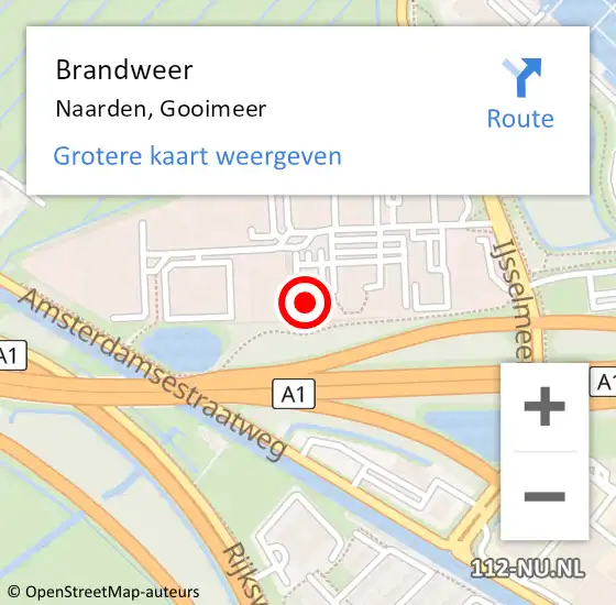 Locatie op kaart van de 112 melding: Brandweer Naarden, Gooimeer op 19 oktober 2022 19:38