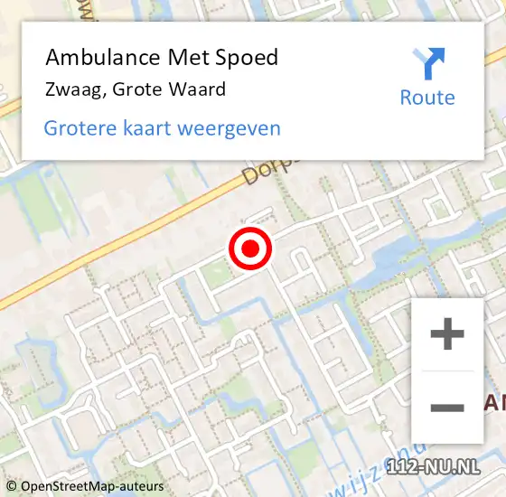 Locatie op kaart van de 112 melding: Ambulance Met Spoed Naar Zwaag, Grote Waard op 19 oktober 2022 20:03