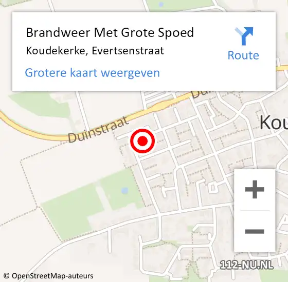 Locatie op kaart van de 112 melding: Brandweer Met Grote Spoed Naar Koudekerke, Evertsenstraat op 19 oktober 2022 20:20