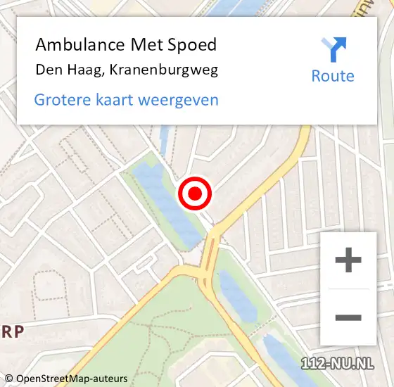 Locatie op kaart van de 112 melding: Ambulance Met Spoed Naar Den Haag, Kranenburgweg op 19 oktober 2022 20:32