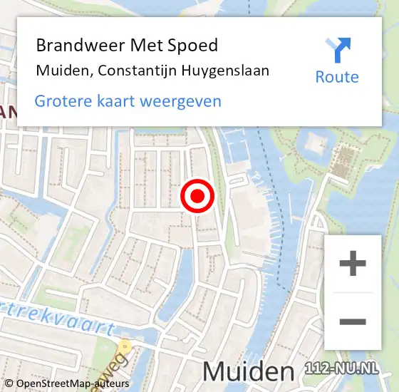 Locatie op kaart van de 112 melding: Brandweer Met Spoed Naar Muiden, Constantijn Huygenslaan op 19 oktober 2022 20:53