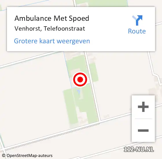 Locatie op kaart van de 112 melding: Ambulance Met Spoed Naar Venhorst, Telefoonstraat op 2 augustus 2014 03:05