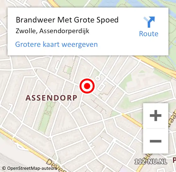 Locatie op kaart van de 112 melding: Brandweer Met Grote Spoed Naar Zwolle, Assendorperdijk op 19 oktober 2022 21:19