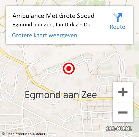 Locatie op kaart van de 112 melding: Ambulance Met Grote Spoed Naar Egmond aan Zee, Jan Dirk z'n Dal op 19 oktober 2022 21:26