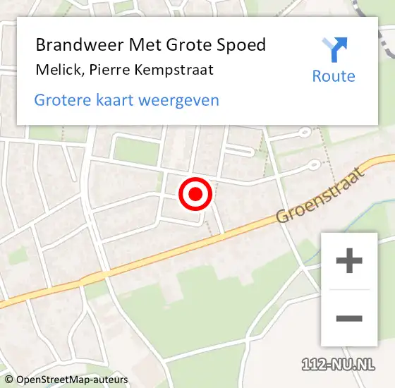 Locatie op kaart van de 112 melding: Brandweer Met Grote Spoed Naar Melick, Pierre Kempstraat op 19 oktober 2022 21:36
