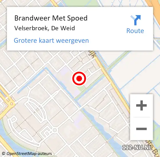 Locatie op kaart van de 112 melding: Brandweer Met Spoed Naar Velserbroek, De Weid op 19 oktober 2022 21:38