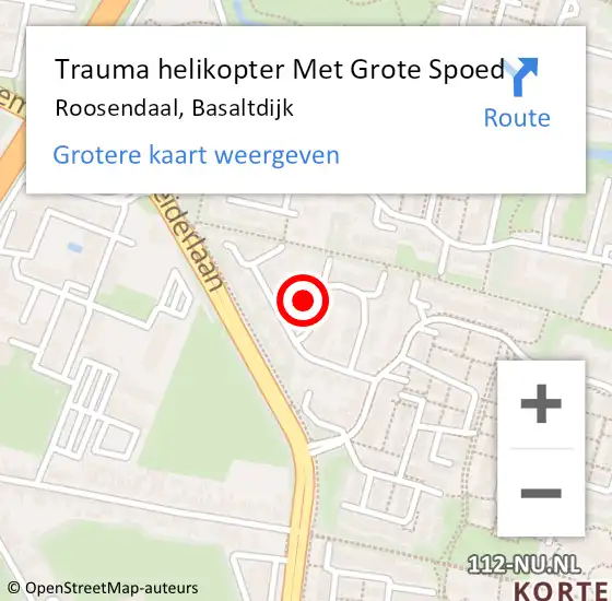 Locatie op kaart van de 112 melding: Trauma helikopter Met Grote Spoed Naar Roosendaal, Basaltdijk op 19 oktober 2022 22:03