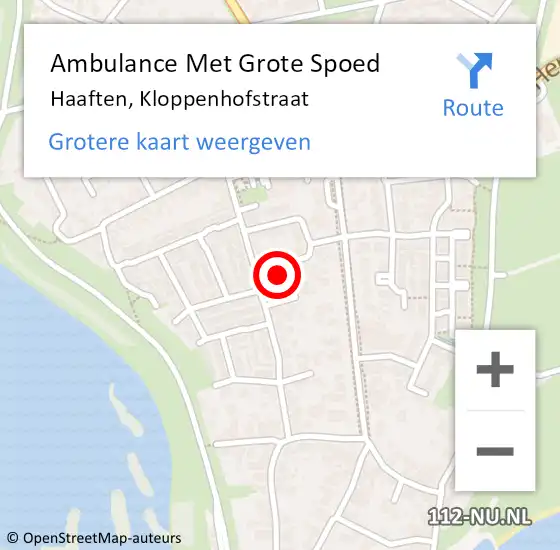 Locatie op kaart van de 112 melding: Ambulance Met Grote Spoed Naar Haaften, Kloppenhofstraat op 19 oktober 2022 22:05