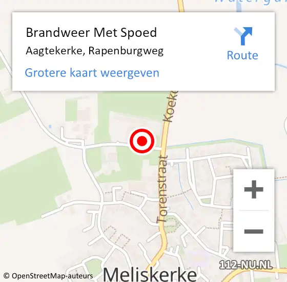 Locatie op kaart van de 112 melding: Brandweer Met Spoed Naar Aagtekerke, Rapenburgweg op 19 oktober 2022 23:08