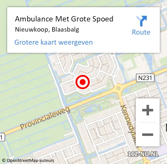 Locatie op kaart van de 112 melding: Ambulance Met Grote Spoed Naar Nieuwkoop, Blaasbalg op 19 oktober 2022 23:16