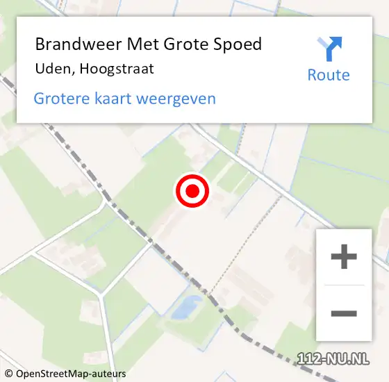 Locatie op kaart van de 112 melding: Brandweer Met Grote Spoed Naar Uden, Hoogstraat op 19 oktober 2022 23:20