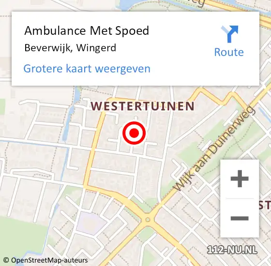 Locatie op kaart van de 112 melding: Ambulance Met Spoed Naar Beverwijk, Wingerd op 19 oktober 2022 23:36