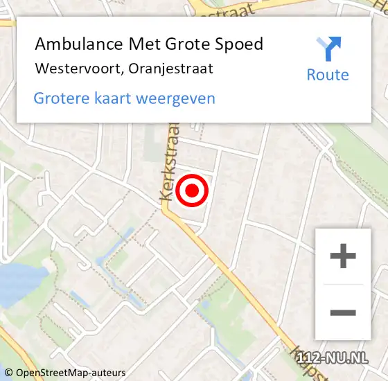 Locatie op kaart van de 112 melding: Ambulance Met Grote Spoed Naar Westervoort, Oranjestraat op 19 oktober 2022 23:38