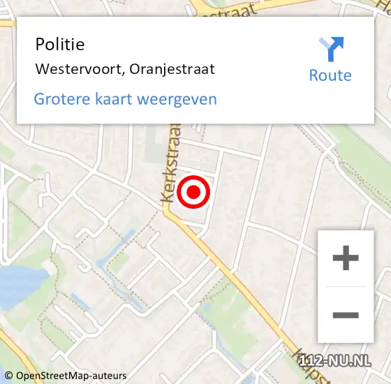 Locatie op kaart van de 112 melding: Politie Westervoort, Oranjestraat op 19 oktober 2022 23:44