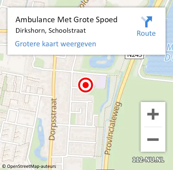 Locatie op kaart van de 112 melding: Ambulance Met Grote Spoed Naar Dirkshorn, Schoolstraat op 20 oktober 2022 00:17