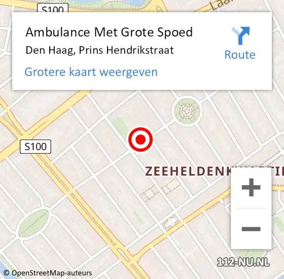 Locatie op kaart van de 112 melding: Ambulance Met Grote Spoed Naar Den Haag, Prins Hendrikstraat op 20 oktober 2022 01:30