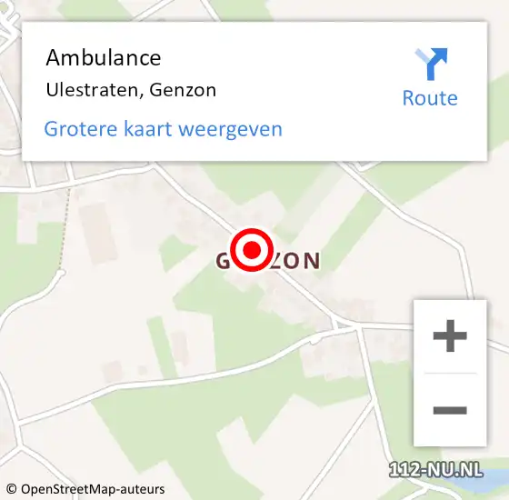 Locatie op kaart van de 112 melding: Ambulance Ulestraten, Genzon op 2 augustus 2014 03:56