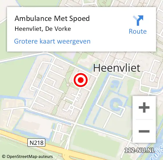 Locatie op kaart van de 112 melding: Ambulance Met Spoed Naar Heenvliet, De Vorke op 20 oktober 2022 02:45