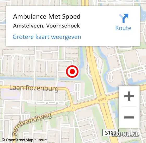 Locatie op kaart van de 112 melding: Ambulance Met Spoed Naar Amstelveen, Voornsehoek op 20 oktober 2022 02:59