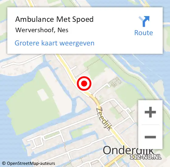 Locatie op kaart van de 112 melding: Ambulance Met Spoed Naar Wervershoof, Nes op 20 oktober 2022 03:13