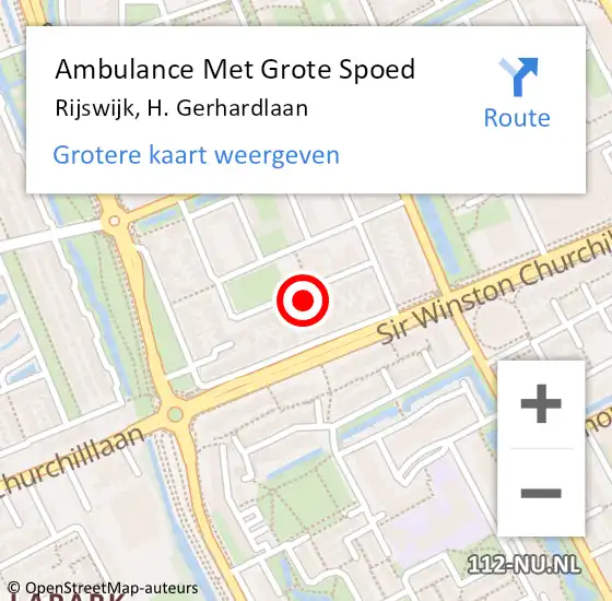 Locatie op kaart van de 112 melding: Ambulance Met Grote Spoed Naar Rijswijk, H. Gerhardlaan op 20 oktober 2022 03:19