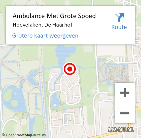 Locatie op kaart van de 112 melding: Ambulance Met Grote Spoed Naar Hoevelaken, De Haarhof op 20 oktober 2022 05:56