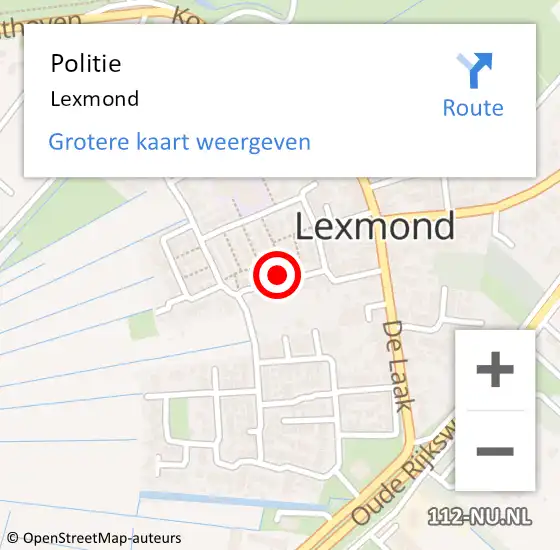 Locatie op kaart van de 112 melding: Politie Lexmond op 20 oktober 2022 07:04