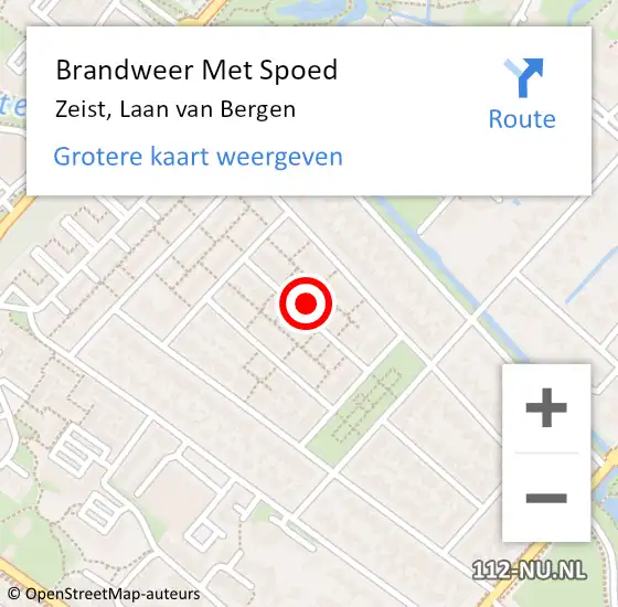 Locatie op kaart van de 112 melding: Brandweer Met Spoed Naar Zeist, Laan van Bergen op 20 oktober 2022 07:09