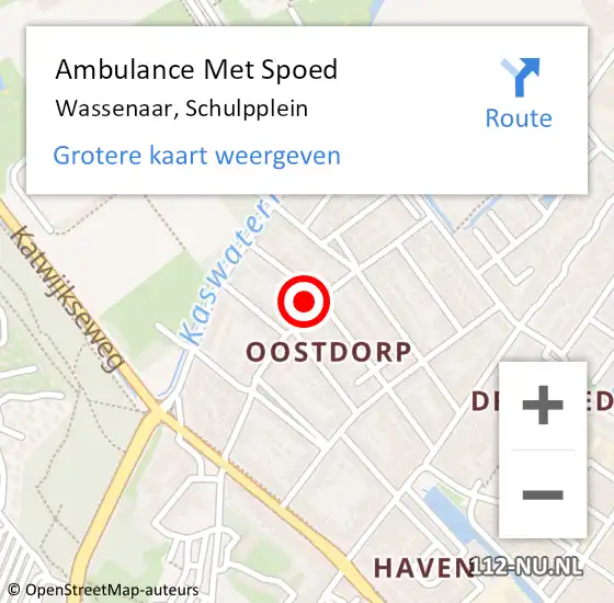 Locatie op kaart van de 112 melding: Ambulance Met Spoed Naar Wassenaar, Schulpplein op 20 oktober 2022 07:16