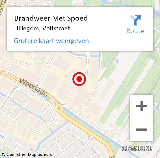 Locatie op kaart van de 112 melding: Brandweer Met Spoed Naar Hillegom, Voltstraat op 20 oktober 2022 07:22