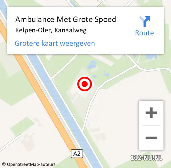 Locatie op kaart van de 112 melding: Ambulance Met Grote Spoed Naar Kelpen-Oler, Kanaalweg op 20 oktober 2022 07:40