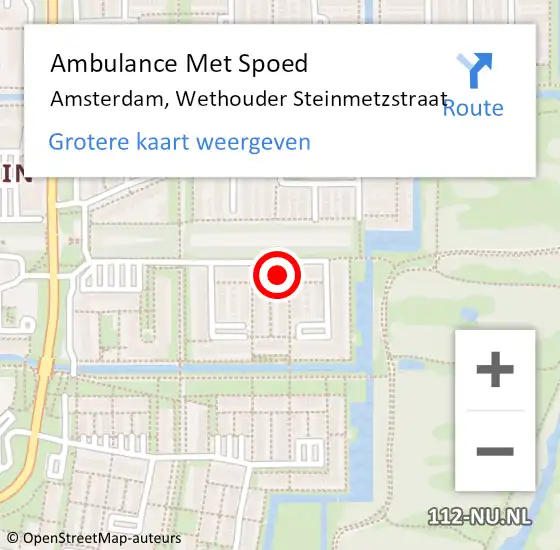 Locatie op kaart van de 112 melding: Ambulance Met Spoed Naar Amsterdam-Zuidoost, Wethouder Steinmetzstraat op 20 oktober 2022 07:56