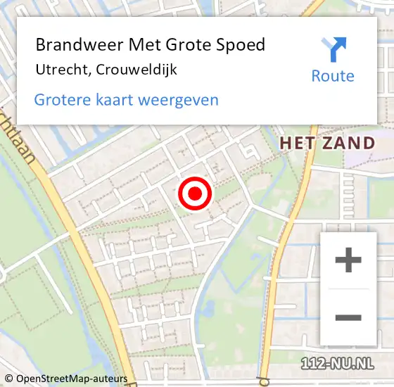 Locatie op kaart van de 112 melding: Brandweer Met Grote Spoed Naar Utrecht, Crouweldijk op 20 oktober 2022 08:14