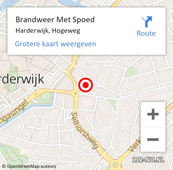 Locatie op kaart van de 112 melding: Brandweer Met Spoed Naar Harderwijk, Hogeweg op 20 oktober 2022 08:16