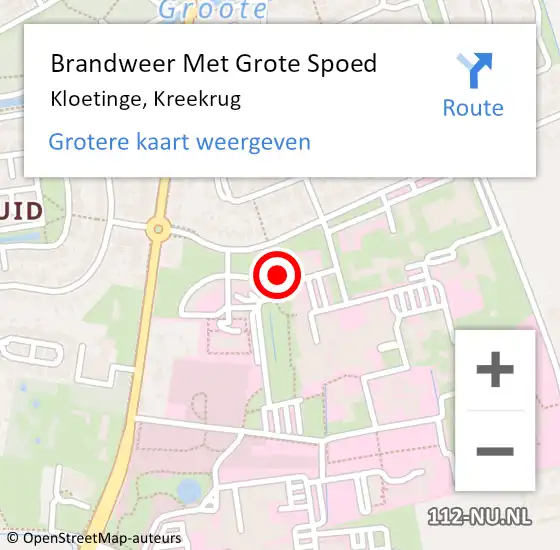 Locatie op kaart van de 112 melding: Brandweer Met Grote Spoed Naar Kloetinge, Kreekrug op 20 oktober 2022 08:26