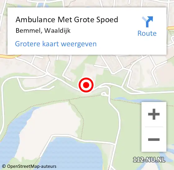 Locatie op kaart van de 112 melding: Ambulance Met Grote Spoed Naar Bemmel, Waaldijk op 20 oktober 2022 08:27