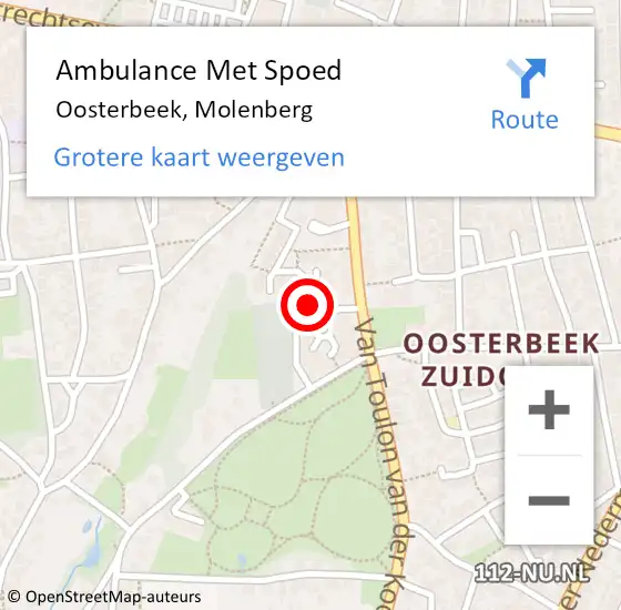 Locatie op kaart van de 112 melding: Ambulance Met Spoed Naar Oosterbeek, Molenberg op 20 oktober 2022 08:41