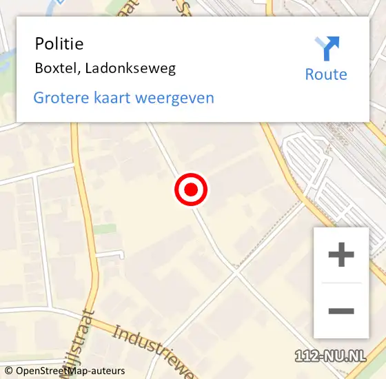 Locatie op kaart van de 112 melding: Politie Boxtel, Ladonkseweg op 20 oktober 2022 08:42