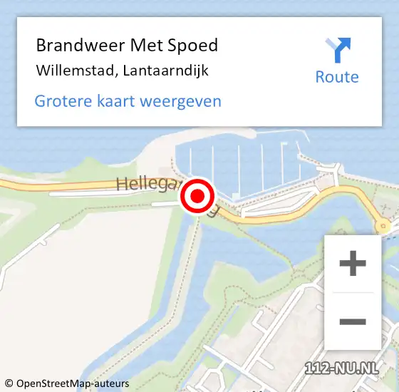 Locatie op kaart van de 112 melding: Brandweer Met Spoed Naar Willemstad, Lantaarndijk op 20 oktober 2022 08:42